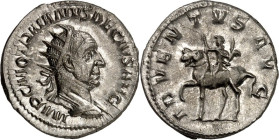 RÖMISCHES KAISERREICH. 
TRAIANUS DECIUS 249-251. Antoninian 4,23g. Paludamentbüste m. Strkr. n.r. IMP C M Q TRAIANVS DECIVS AVG / ADVENTVS AVG Decius...