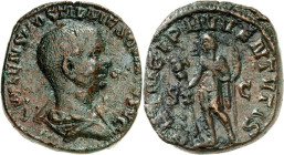 RÖMISCHES KAISERREICH. 
Hostilianus Caesar 250-251. AE-Sesterz (251) 18,24g. Büste mit Paludamentum n.r. [C V]ALENS HOSTIL MES QVINTVS N C / PRINCIPI...