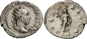 RÖMISCHES KAISERREICH. 
AEMILIANUS 253. Antoninian 2,88g. Drap. Brustbild mit Strahlenkrone n. r. IMP AEMILIANVS PIVS FEL AVG / SPES PVBLICA Spes mit...