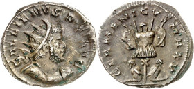 RÖMISCHES KAISERREICH. 
GALLIENUS z.Z. Valerianus I. 253-260. Antoninian (258/259) 3,47g, Köln. Büste mit Panzer, Strahlenkrone, Schild und geschulte...