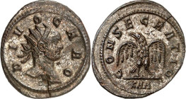 RÖMISCHES KAISERREICH. 
Divus Carus z.Z. Numerianus/Carinus 283/284. AE-Antoninian 4,41g, Rom, 1. Off. Kopf m. Strkr. n.r. DIVO CARO / C-ONSECRATIO A...