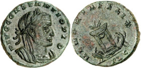 RÖMISCHES KAISERREICH. 
Divus Constantius z.Z. Constantin&nbsp;I. / Maxentius 307-308. AE-Follis 23/25mm 7,12g, Lyon. Belorbeerte gepanzerte Büste mi...