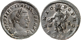 RÖMISCHES KAISERREICH. 
MAXIMINUS II. Daia, Augustus 310-313. AE-Follis 22mm (310/313) 4,01g, Trier. Belorb. gepanzerte Büste n. r. IMP MAXIMINVS P F...