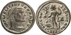 RÖMISCHES KAISERREICH. 
LICINIUS I. 308-324. Bi-Follis 24mm (315/316) 4,11g, Siscia, 2. Off. Kopf m. Lkr. n.r. IMP LIC LICINIVS P F AVG / IOVI CON-SE...