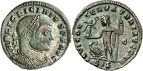 RÖMISCHES KAISERREICH. 
LICINIUS I. 308-324. Bi-Follis 21mm (313) 3,47g, Siscia, 5. Off. Gepanzerte Büste m. Lorbeerkranz n.r. IMP LIC LICINIVS P F A...