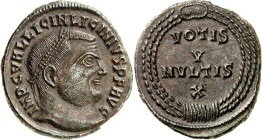 RÖMISCHES KAISERREICH. 
LICINIUS I. 308-324. AE-Festfollis 20/21mm (313) 3,02g, Nicomedia. Kopf mit Lorbeerkranz n.r. IMP C VAL LICIN LICINIVS P F AV...