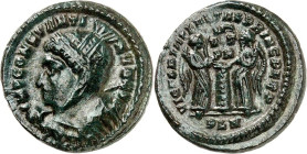 RÖMISCHES KAISERREICH. 
CONSTANTINUS I. der Große, Augustus 306(310)-337. AE-Follis 18mm (319) 3,29g, London. Panzerbüste mit Prunkhelm und geschulte...