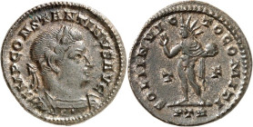 RÖMISCHES KAISERREICH. 
CONSTANTINUS I. der Große, Augustus 306(310)-337. AE-Follis 23mm (310/313) 4,18g, Trier, 1. Off. Panzerbüste m. Lkr. n.r. IMP...
