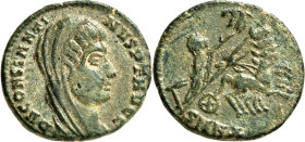 RÖMISCHES KAISERREICH. 
Divus Constantinus I. z.Z. s. Söhne 337-361. AE-Minutus 14/15mm (337/340) 1,51g, Cyzicus. Kopf, capite velato, n.r. DV CONSTA...