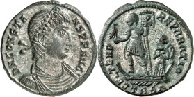 RÖMISCHES KAISERREICH. 
CONSTANS Augustus 337-350. Bi-Maiorina 22/23mm (348/350) 4,92g, Thessalonica, 1. Off. Paludamentbüste m. Perlendiadem n.r. D ...