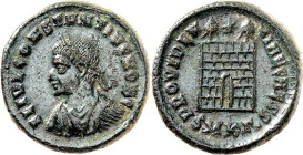 RÖMISCHES KAISERREICH. 
Constantius II. Caesar 324-337. Bi-Follis 18mm (325/326) 3,88g, Cyzicus, 3. Off. Paludamentbüste m. Lkr. n.l. FL IVL CONSTANT...