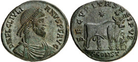 RÖMISCHES KAISERREICH. 
IULIANUS II. Augustus 360/361-363. AE-Doppelmaiorina 28/26mm (362/363) 7,19g, Arles, 2. Off. D N FL CL IVLI-ANVS P F AVG Palu...