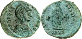 RÖMISCHES KAISERREICH. 
Aelia Flaccilla, Gemahlin von Theodosius&nbsp;I. 383-386. AE-Maiorina 23/22mm (383) 5,31g, Heraclea, 2. Off. Pallabüste m. Pe...