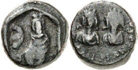 BYZANZ. 
IUSTINUS I. und IUSTINIAN I. 527. AE-pentanumium 527 Antiochia, 2,23g. Büsten Justin und Justinian v. vorn DN IVSTIN ET IVSTINIANVS PP A / T...