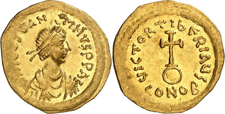 BYZANZ.
TIBERIUS II. CONSTANTINUS 578-582. Semissis (578/582) 2,13g, Konstantin...