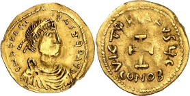 BYZANZ. 
HERACLIUS, allein 610-613. Tremissis 1,40g, Konstantinopel, 6. Off. Paludamentbüste m. Perlendiadem n.r. d N hRACLI-VS PP AVG / VICTORIA AVG...