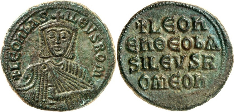 BYZANZ. 
LEON VI. 886-912. AE-Follis 26/27mm 9,64g, Konstantinopel. Chlamysbüst...