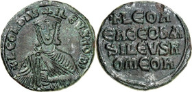 BYZANZ. 
LEON VI. 886-912. AE-Follis 24/25mm 6,29g. Chlamysbüste v.v. + LEOh bAS-ILEVS ROM' / + LEOh - Eh Q EO bA-SILEVS R-OMEOh. S.&nbsp; 1729, DOC&...