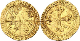 FRANKREICH. 
François I. 1515-1547. Ecu d'or au soleil, du Dauphine` o.J. E Tours. 3,29g. Gekr. Wappen / Lilienkreuz, in den Winkeln 2 gekr. F. Laf./...