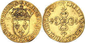 FRANKREICH. 
Louis XIII. 1610-1643. Ecu d o`r au soleil 1633 B Rouen Gekröntes Wappen, oben Sonne / Us. beginnt unten / Blumenkreuz. Gad.&nbsp; 55, D...