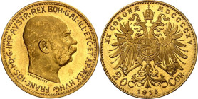 ÖSTERREICH. 
Franz Joseph I. 1848-1916. 20 Kronen 1915 NP. Fr.&nbsp; 425R, Schlumb.&nbsp; 666. . 

GOLD St-