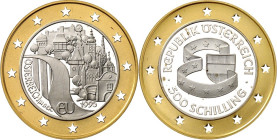 ÖSTERREICH. 
2. Republik seit 1945. 500 Schilling 1995 Au/Ag EU-Beitritt, 8,11g Au fein. Fr.&nbsp; 921, Schlumb.&nbsp; 779. . 

GOLD Etui P.P.