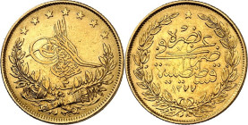 TÜRKEI. 
OSMANISCHES REICH. 
Abdul Aziz 1861-1876 (1277-1293AH). 100 Piaster "2"= 1861/62. Schlumb.&nbsp; 381, Fr.&nbsp; 25. . 

GOLD ss
