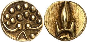 INDIEN -Travancore, Königreich. 
anonym 1678/1800. Fananam 0,36g. Herzförmiges Ornament / Dolch. Mitch.NISWC&nbsp; 1312. . 

GOLD vz