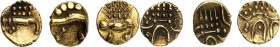 INDIEN-LOT. 
Fanams (3) 18. Jahrh. (0,37g, 0,34g, 0,29g). (3 Stücke). 

GOLD vz