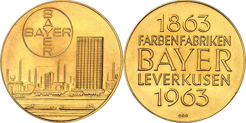 STÄDTE. 
LEVERKUSEN. 
Medaille 1963 (sign. R) 100 Jahre Farbenfabriken BAYER L...