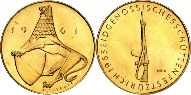EUROPA. 
SCHWEIZ. 
ZÜRICH Medaille 1963 (v. F. Fischer) a.d. Eidgenössische Sc...