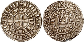 FRANKREICH. 
Philippe IV. le bel 1285-1314. Maille tierce à l'O rond (1/3 Tournose) (1306) 1,35g. Außen-Us. endet DHINI Kreuz in doppelter Us. / Kast...