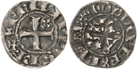 FRANKREICH. 
Philippe IV. le bel 1285-1314. Billon - Double Tournois I. Èmission (1295-1303) 1,04g Fußkreuz, im 1.Winkel Lilie / Stil. Kastell mit Kr...