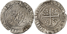 FRANKREICH. 
Charles VIII. 1483-1498. Blanc à la couronne o.J. (1489) 2,58g, Lilienwappen mit 3 Krönchen im Dreipass / Fusskreuz, in den Winkeln Lili...