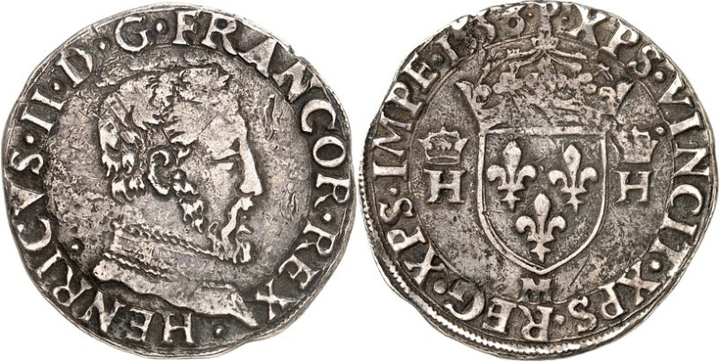 FRANKREICH. 
Henri II. 1547-1559. Demi Teston 1556 M,Toulouse. Geharn. Büste.r....