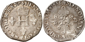 FRANKREICH. 
Henri II. 1547-1559. Gros de six blancs dit" gros de Nesle" 1550, A Paris. Gekr. Initiale zw. 3 Lilien / Lilienkreuz. Dup. 995, Laf./Pr....