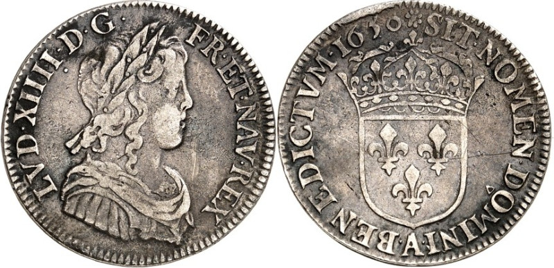 FRANKREICH. 
Louis XIV. 1643-1715. 1/4 Ecu à la mèche longue 1650 A, Paris. Bel...