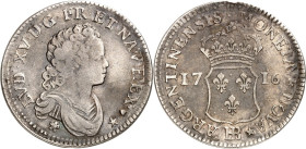 FRANKREICH. 
Louis XV. 1715-1773. 1/2 Ecu de Strasburg (40 sols) 1716 BB Strasburg. Dup. 1656, Gad. 309. R. 

min. Rf.,ss