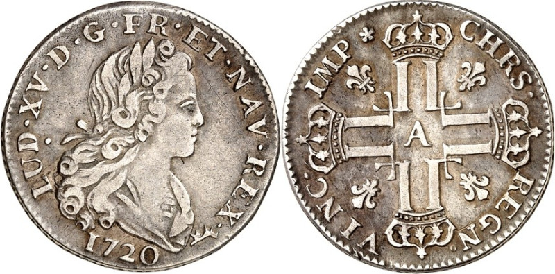FRANKREICH. 
Louis XV. 1715-1773. 1/3 Ecu "Petit Louis d`argent" 1720 A Paris, ...