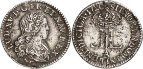 FRANKREICH. 
Louis XV. 1715-1773. Livre d`argent fin (1/6 Ecu) 1720 A Paris Junges Brb.n.r./ gekr. Doppelmonogramm L. Dup. 1663, Gad. 296. R. 

l. ...