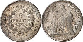FRANKREICH. 
Directoire 1795-1799. 5 Francs An.10 (1801/02) A Paris (Konsulat). Wert im Kranz / Herkulesgruppe. Gad. 563a, KM 639.7. . 

ss