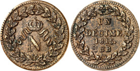 FRANKREICH. 
Belagerung von Strasbourg unter Napoleon I. 1814. Br. Un Décime 1815 BB. Gad. 195b. . 

kl. Schrf. vz