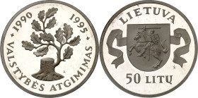 LITAUEN (LITHUANIA). 
Zweite Republik. 
50 Litu 1995 Ag, 5 Jahre Republik. KM&nbsp; 99. . 

P.P.