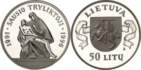 LITAUEN (LITHUANIA). 
Zweite Republik. 
50 Litu 1996 Ag, 13. Jan. 1991, Madonna. KM&nbsp; 100. . 

P.P.
