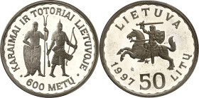 LITAUEN (LITHUANIA). 
Zweite Republik. 
50 Litu 1997 Ag, 600 J. Tataren. KM&nbsp; 105. 23,3g , 925 fein. 

P.P.