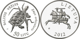 LITAUEN (LITHUANIA). 
Zweite Republik. 
50 Litu 2012 Ag, Sumpfschildkröte. KM&nbsp; 178. 28,28g , 925 fein. 

P.P.