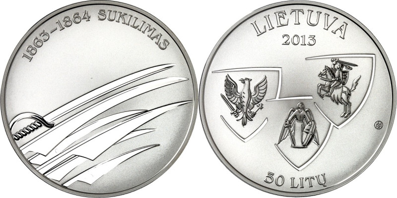 LITAUEN (LITHUANIA). 
Zweite Republik. 
50 Litu 2012 Ag, 150 J. Aufstand 1863-...