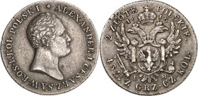 POLEN. 
Unter Russland. 
Alexander I. 1815-1825. 2&nbsp;Zlotych 1816 I.-B. Plastischer Kopf Alexander I. n.r./Gekrönter Adler mit Wappenmantel. Gum....