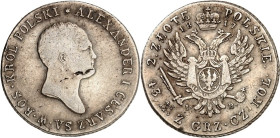 POLEN. 
Unter Russland. 
Alexander I. 1815-1825. 2&nbsp;Zlotych 1817 I.-B. Plastischer Kopf Alexander I. n.r./Gekrönter Adler mit Wappenmantel. Gum....