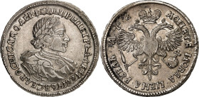 RUSSLAND. 
ZARENREICH. 
Peter I., der Große 1689-1725. Rubel AYK (1720) o.Mmz. , Moskau. Geharn. belorb. Brb. n.r. / Gekr. Doppeladler. Randschrift....